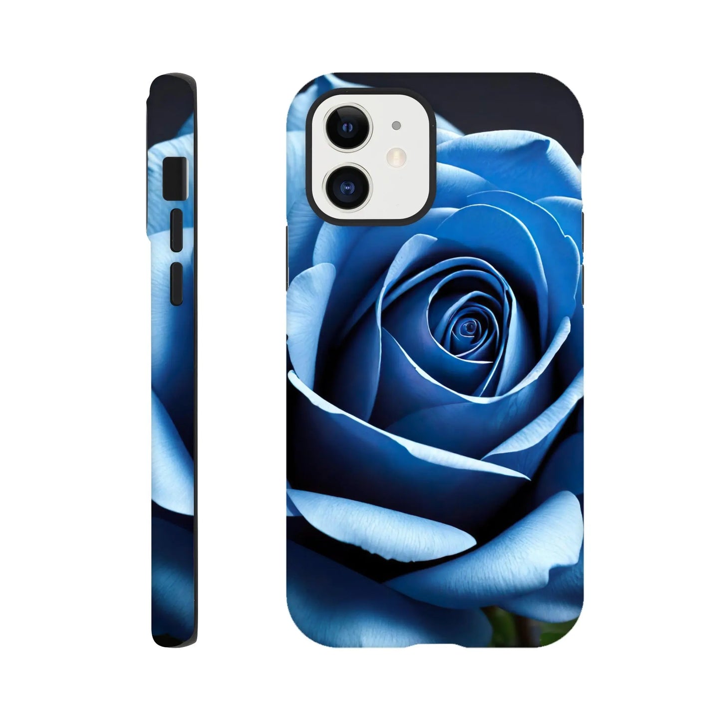 Smartphone-Hülle "Hart" - Blaue Rose - Foto Stil, KI-Kunst, Pflanzen, iPhone-12 - RolConArt