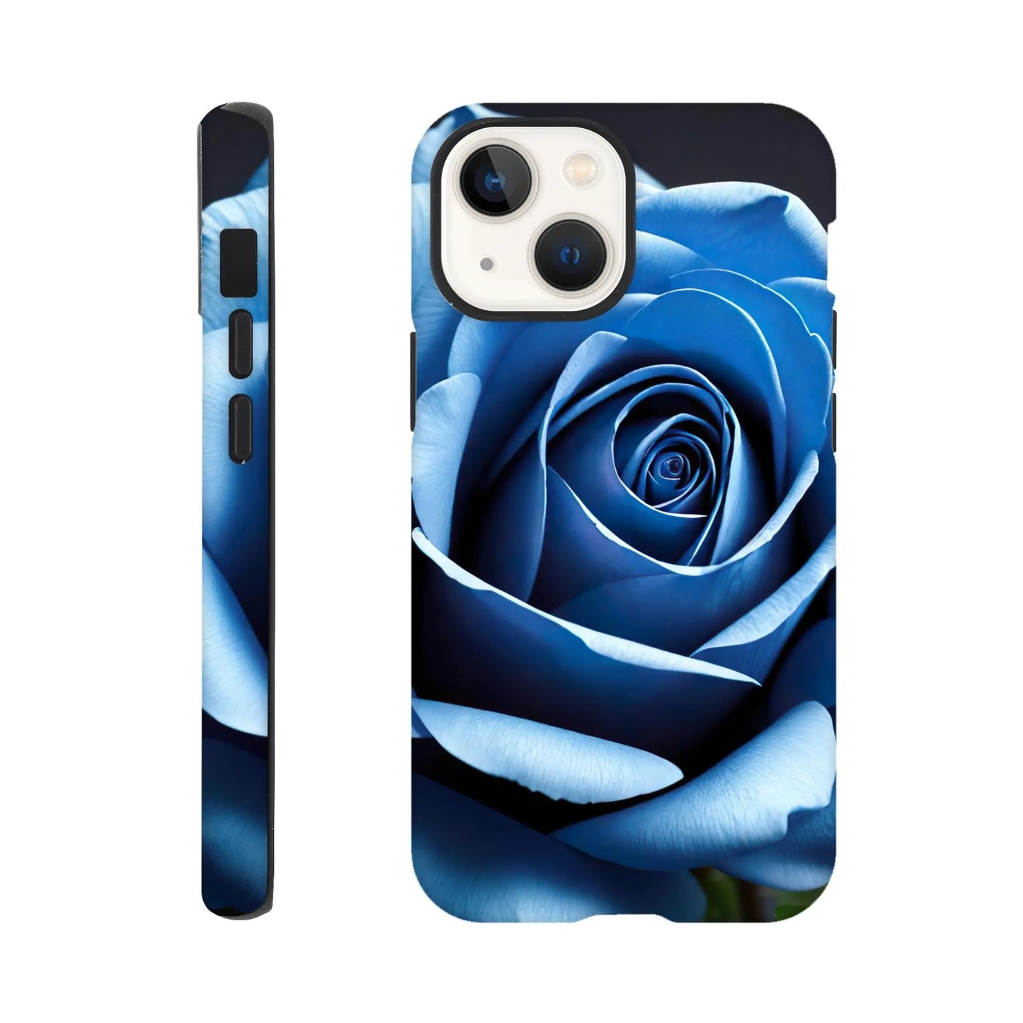 Smartphone-Hülle "Hart" - Blaue Rose - Foto Stil, KI-Kunst, Pflanzen, iPhone-13-Mini - RolConArt