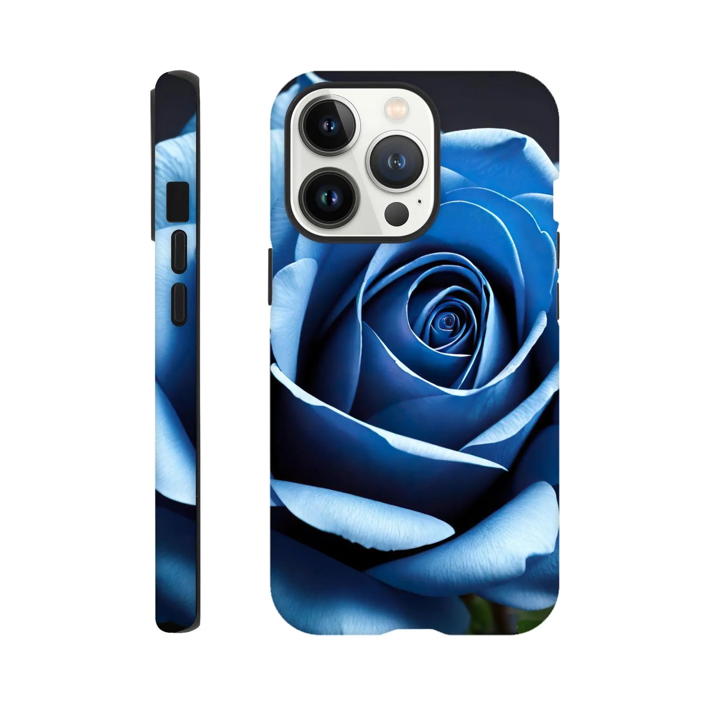 Smartphone-Hülle "Hart" - Blaue Rose - Foto Stil, KI-Kunst, Pflanzen, iPhone-13-Pro - RolConArt