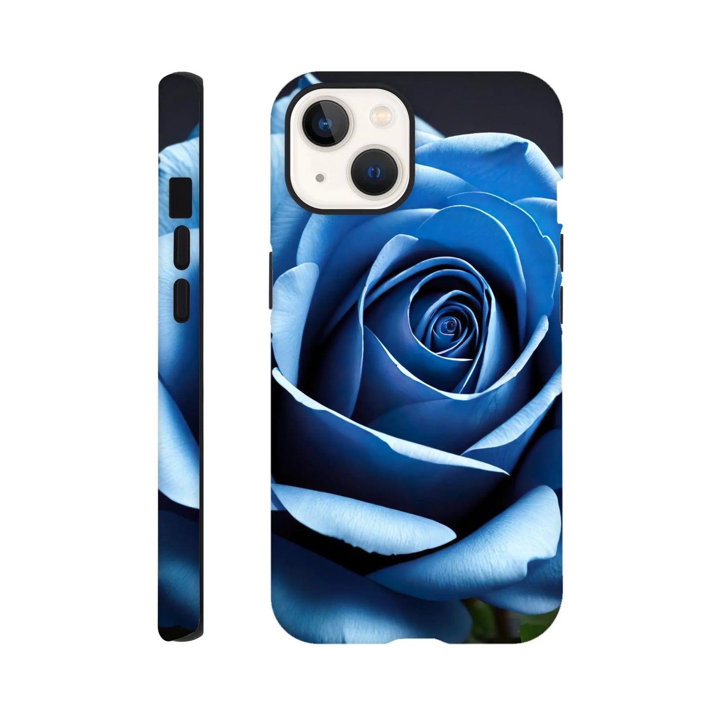 Smartphone-Hülle "Hart" - Blaue Rose - Foto Stil, KI-Kunst, Pflanzen, iPhone-13 - RolConArt