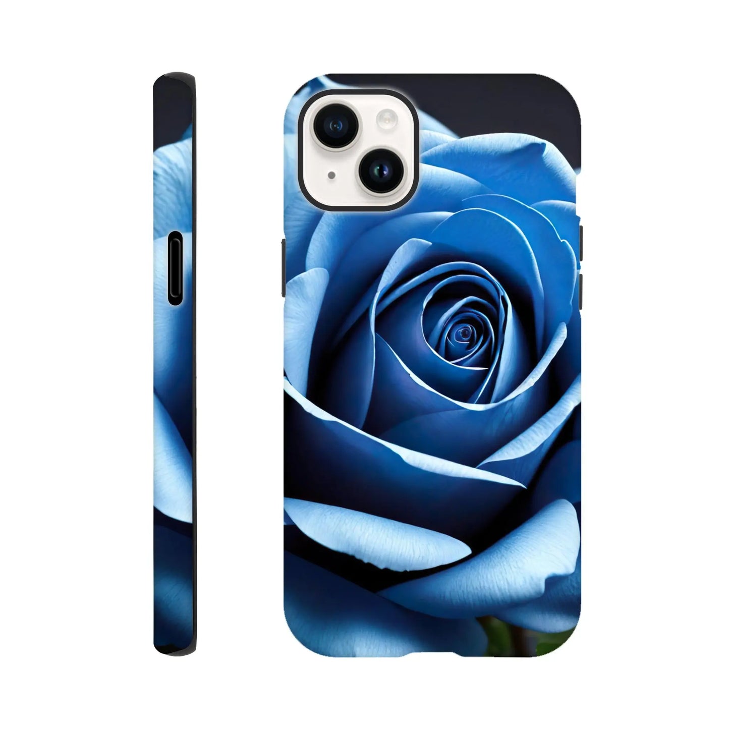 Smartphone-Hülle "Hart" - Blaue Rose - Foto Stil, KI-Kunst, Pflanzen, iPhone-14-Plus - RolConArt