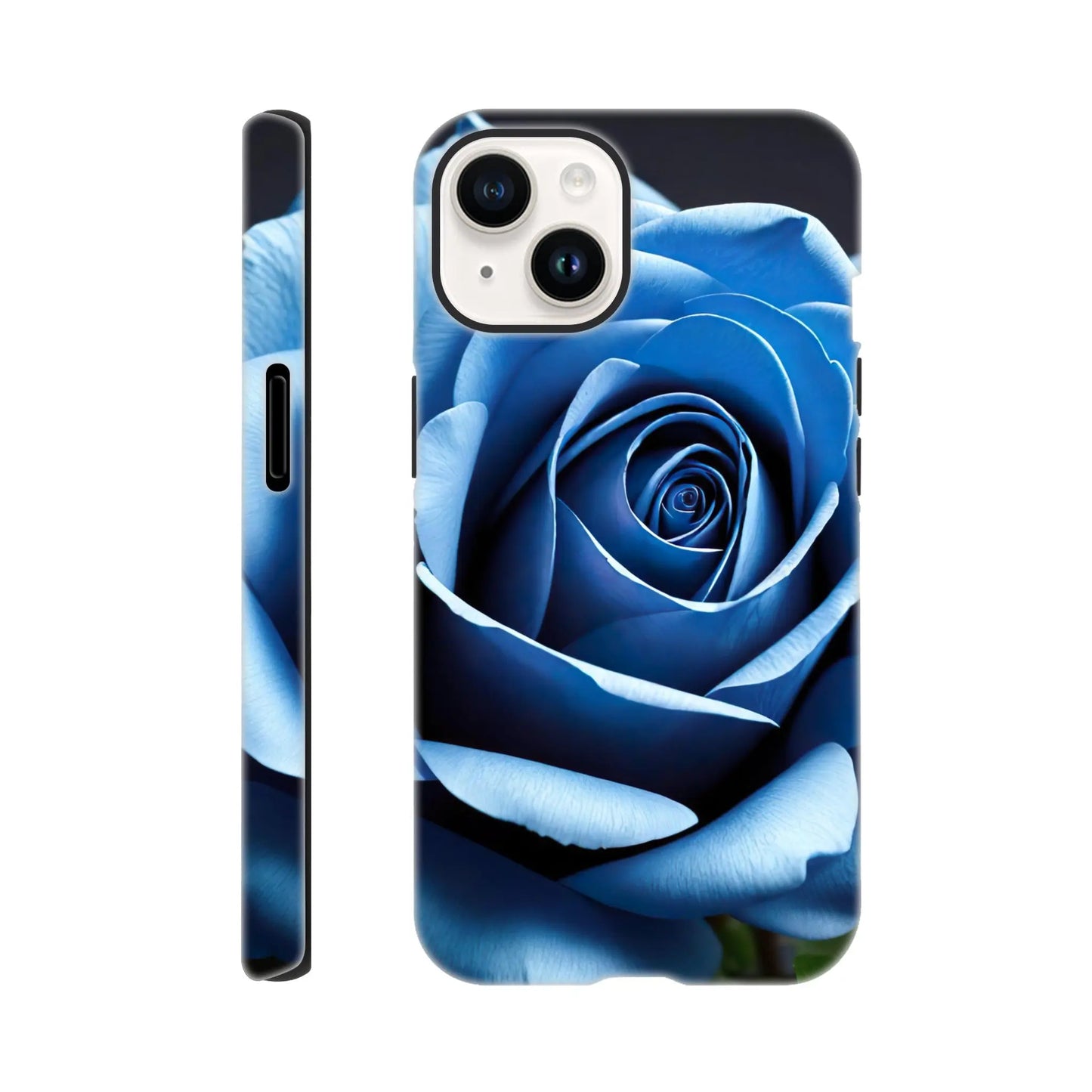 Smartphone-Hülle "Hart" - Blaue Rose - Foto Stil, KI-Kunst, Pflanzen, iPhone-14 - RolConArt