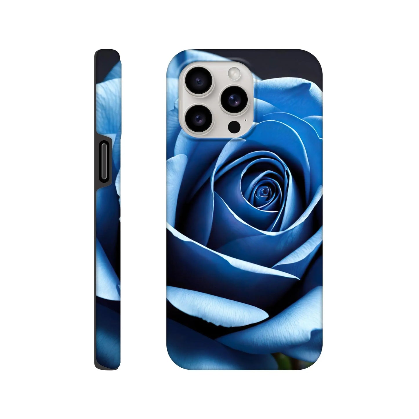 Smartphone-Hülle "Hart" - Blaue Rose - Foto Stil, KI-Kunst, Pflanzen, iPhone-15-Pro-Max - RolConArt