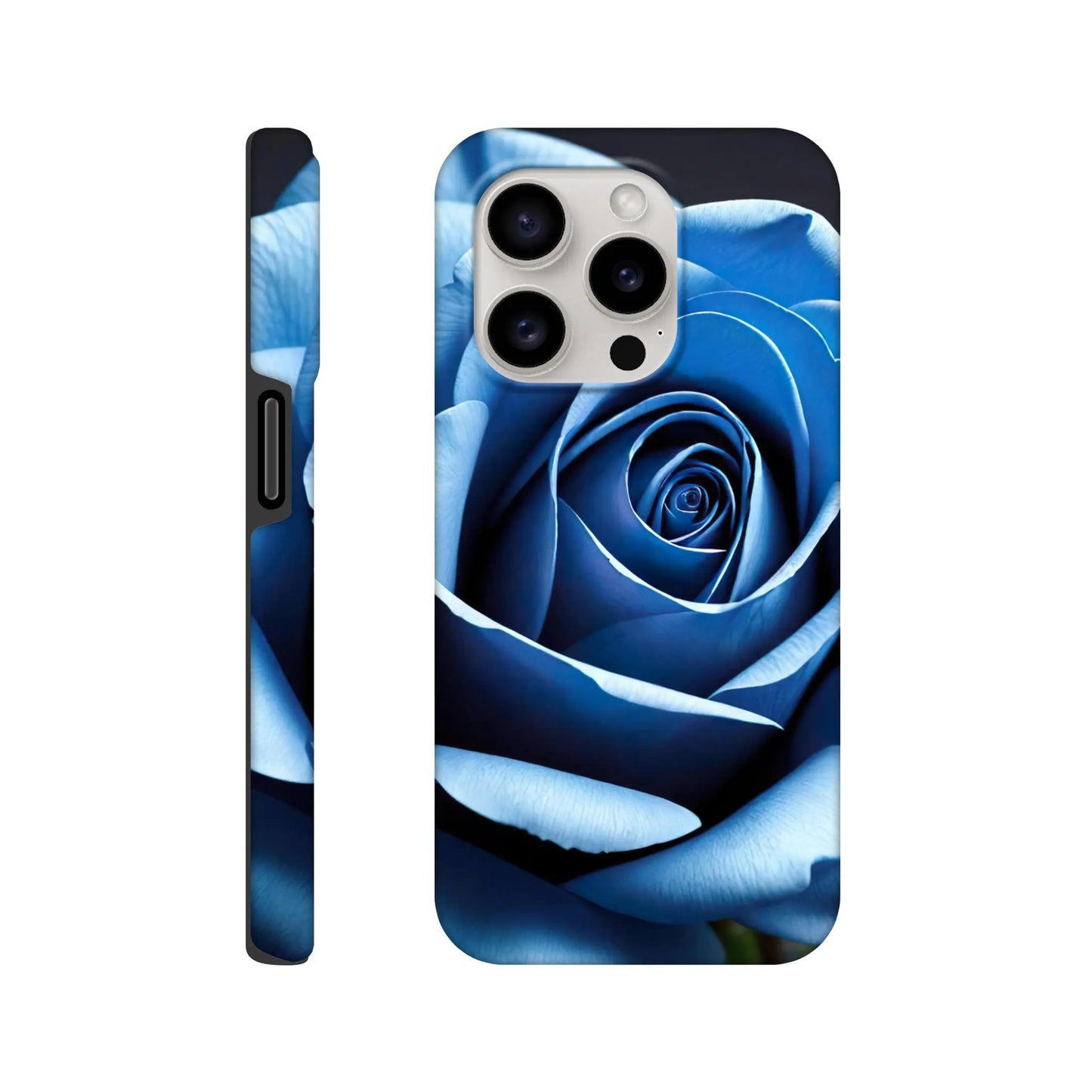 Smartphone-Hülle "Hart" - Blaue Rose - Foto Stil, KI-Kunst, Pflanzen, iPhone-15-Pro - RolConArt