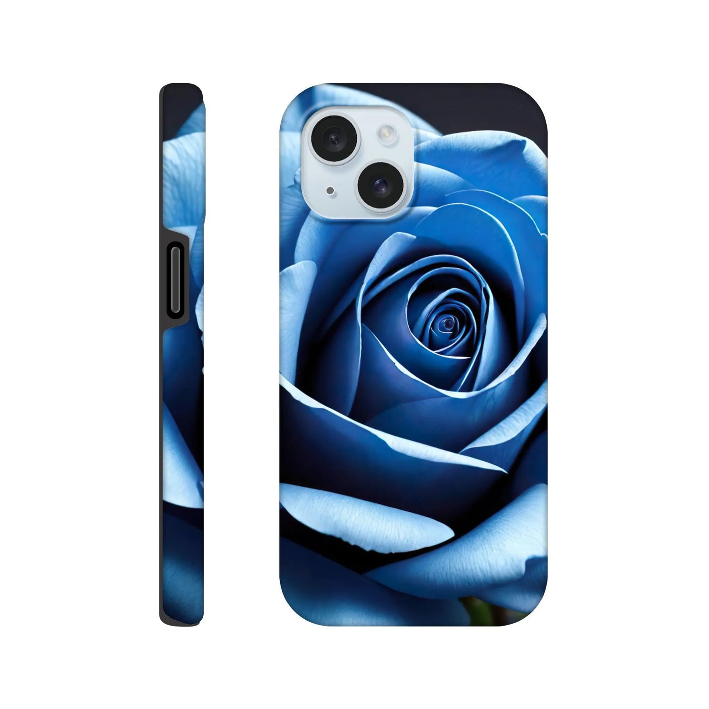 Smartphone-Hülle "Hart" - Blaue Rose - Foto Stil, KI-Kunst, Pflanzen, iPhone-15 - RolConArt