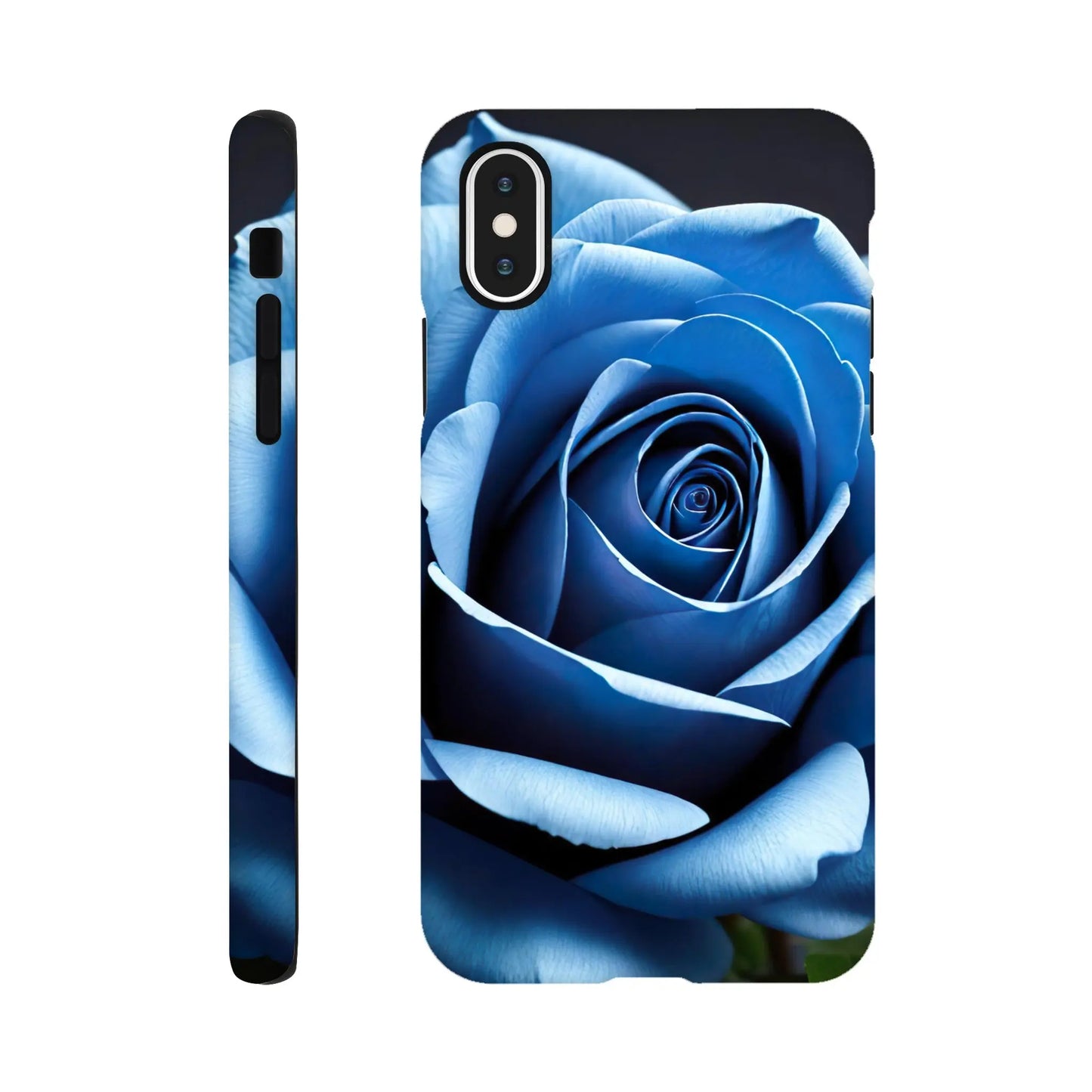 Smartphone-Hülle "Hart" - Blaue Rose - Foto Stil, KI-Kunst, Pflanzen, iPhone-XS - RolConArt