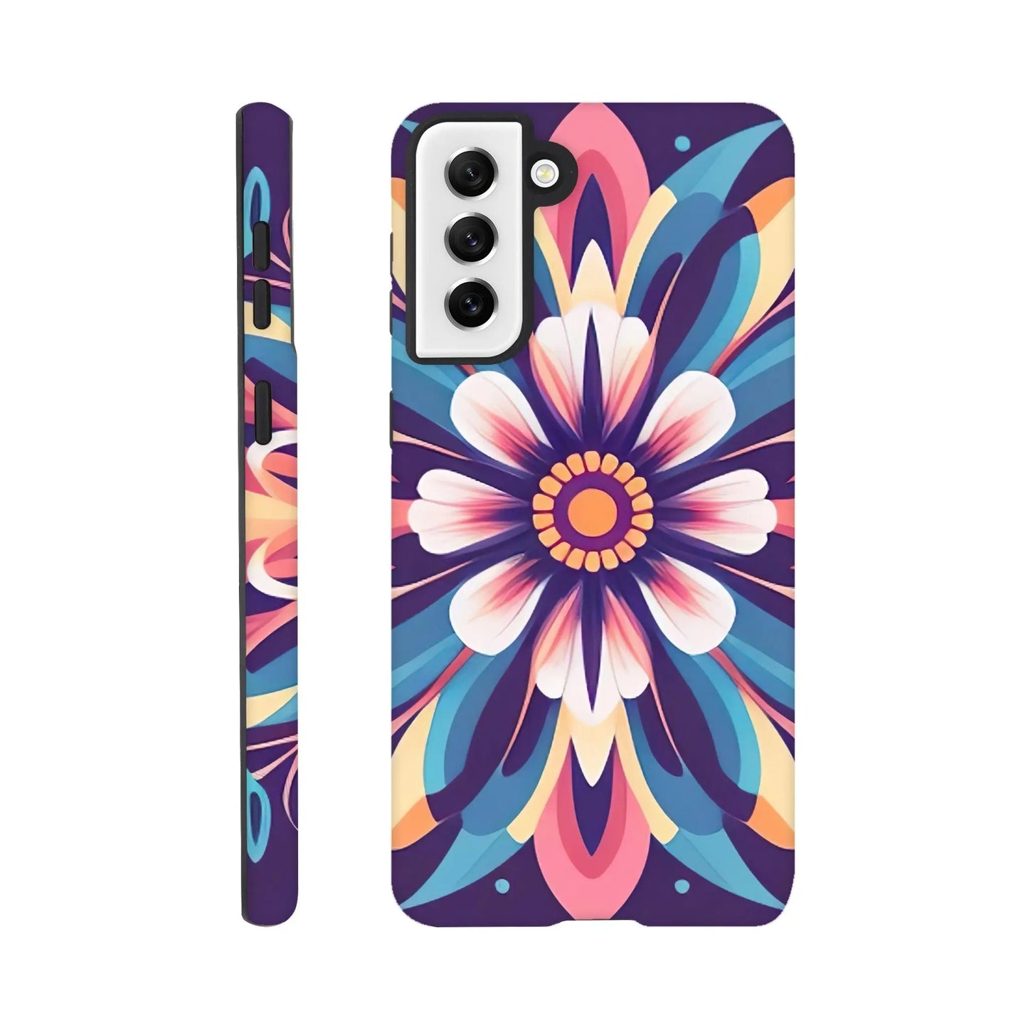 Smartphone-Hülle "Hart" - Blumen Tribal - Digitaler Stil, KI-Kunst, Pflanzen, Galaxy-S21-Plus - RolConArt