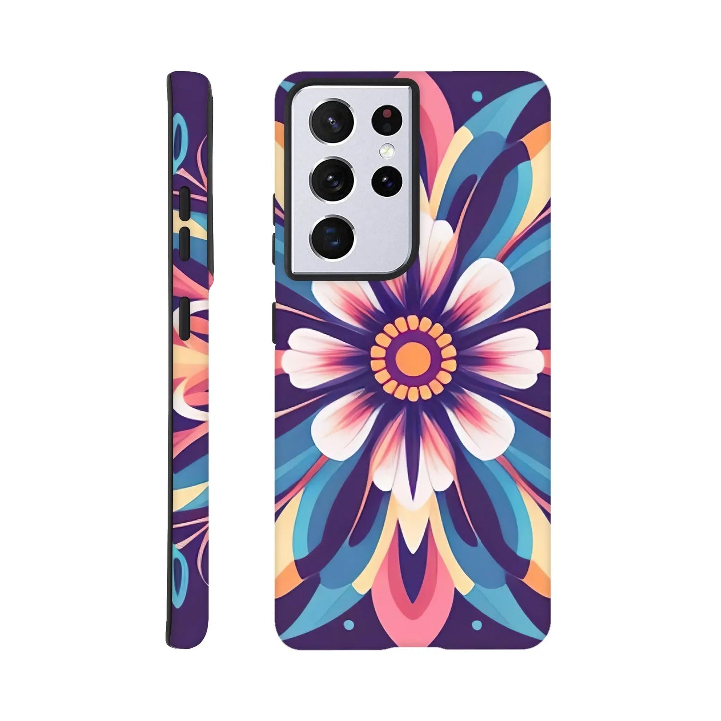 Smartphone-Hülle "Hart" - Blumen Tribal - Digitaler Stil, KI-Kunst, Pflanzen, Galaxy-S21-Ultra - RolConArt