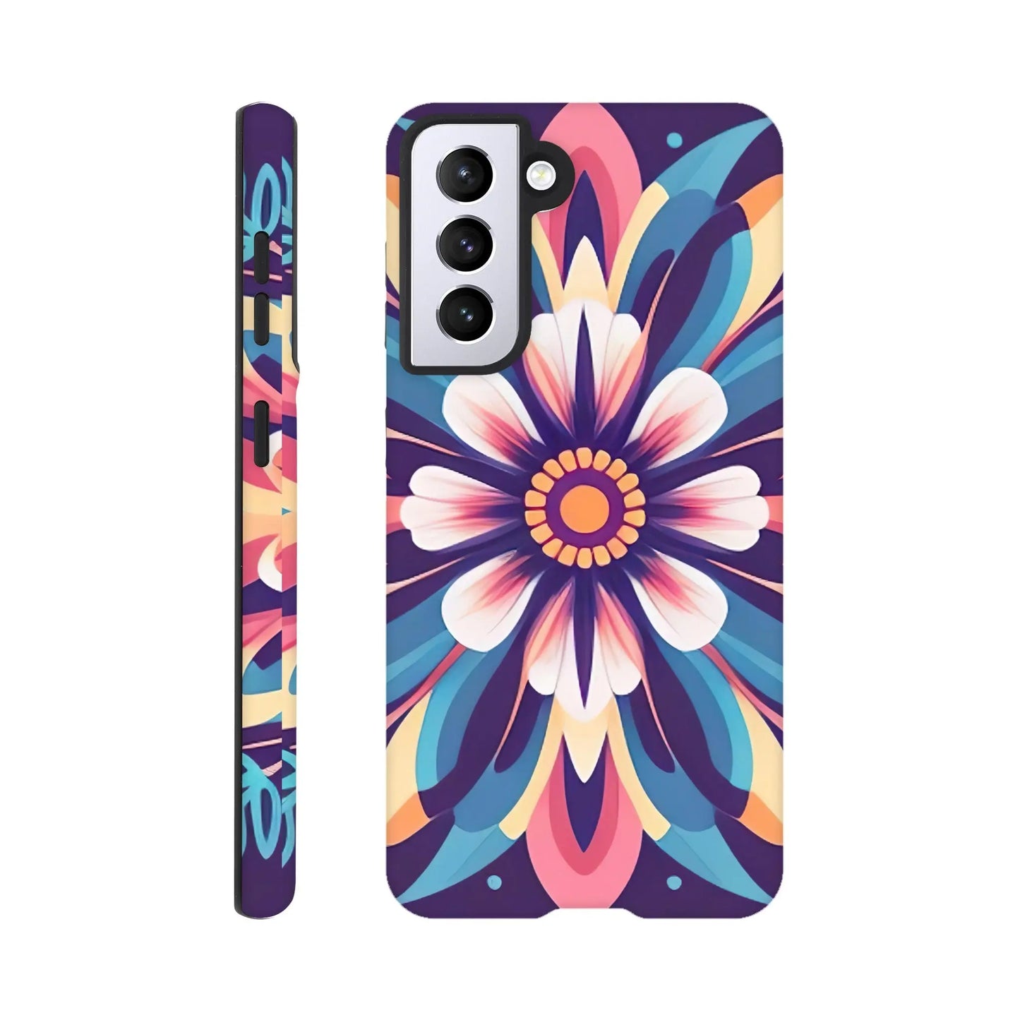 Smartphone-Hülle "Hart" - Blumen Tribal - Digitaler Stil, KI-Kunst, Pflanzen, Galaxy-S21 - RolConArt