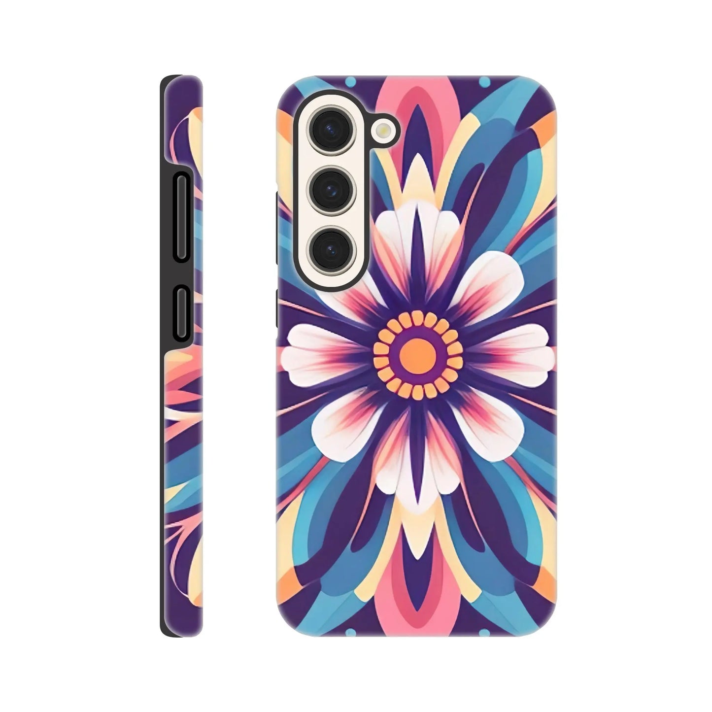 Smartphone-Hülle "Hart" - Blumen Tribal - Digitaler Stil, KI-Kunst, Pflanzen, Galaxy-S23 - RolConArt