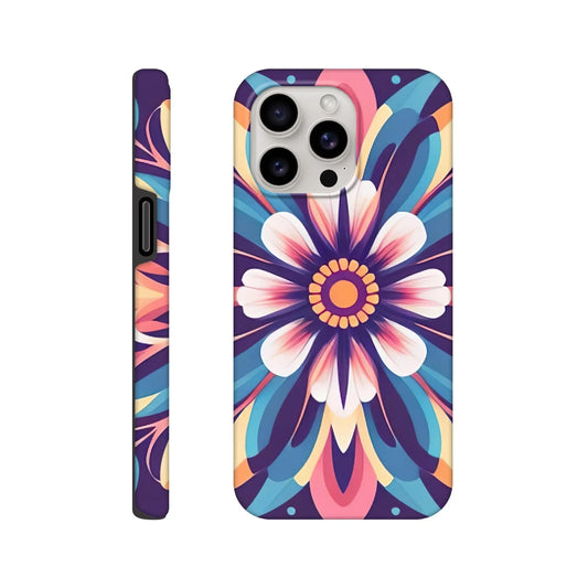 Smartphone-Hülle "Hart" - Blumen Tribal - Digitaler Stil, KI-Kunst, Pflanzen, iPhone-15-Pro-Max - RolConArt