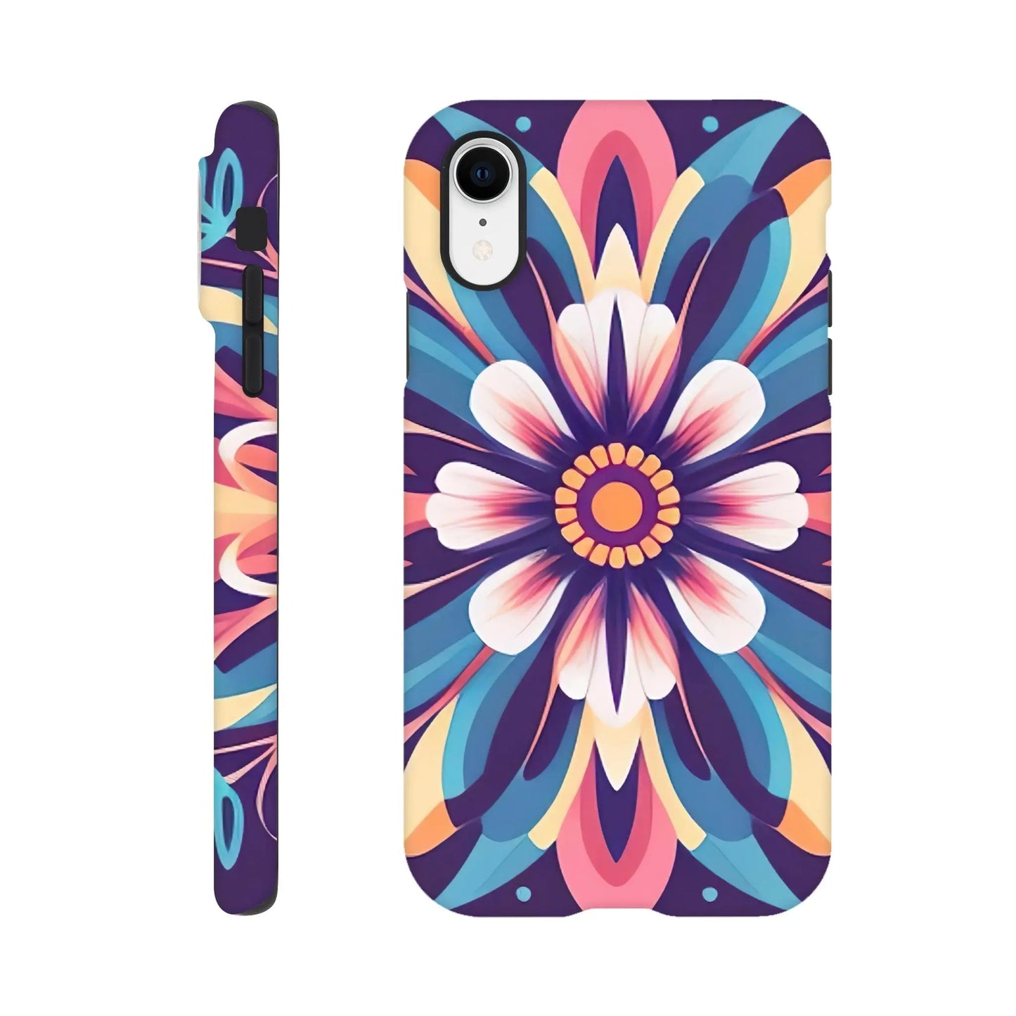 Smartphone-Hülle "Hart" - Blumen Tribal - Digitaler Stil, KI-Kunst, Pflanzen, iPhone-XR - RolConArt