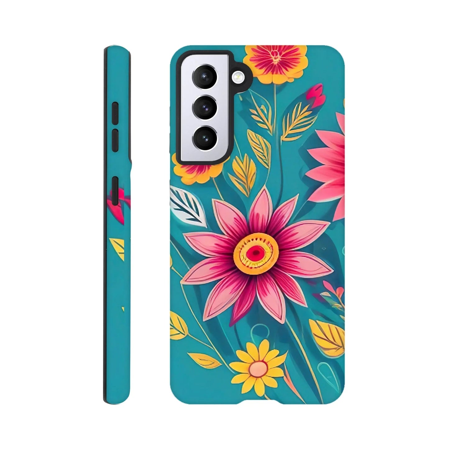 Smartphone-Hülle "Hart" - Blumen Vielfalt - Digitaler Stil, KI-Kunst, Pflanzen, Galaxy-S21 - RolConArt