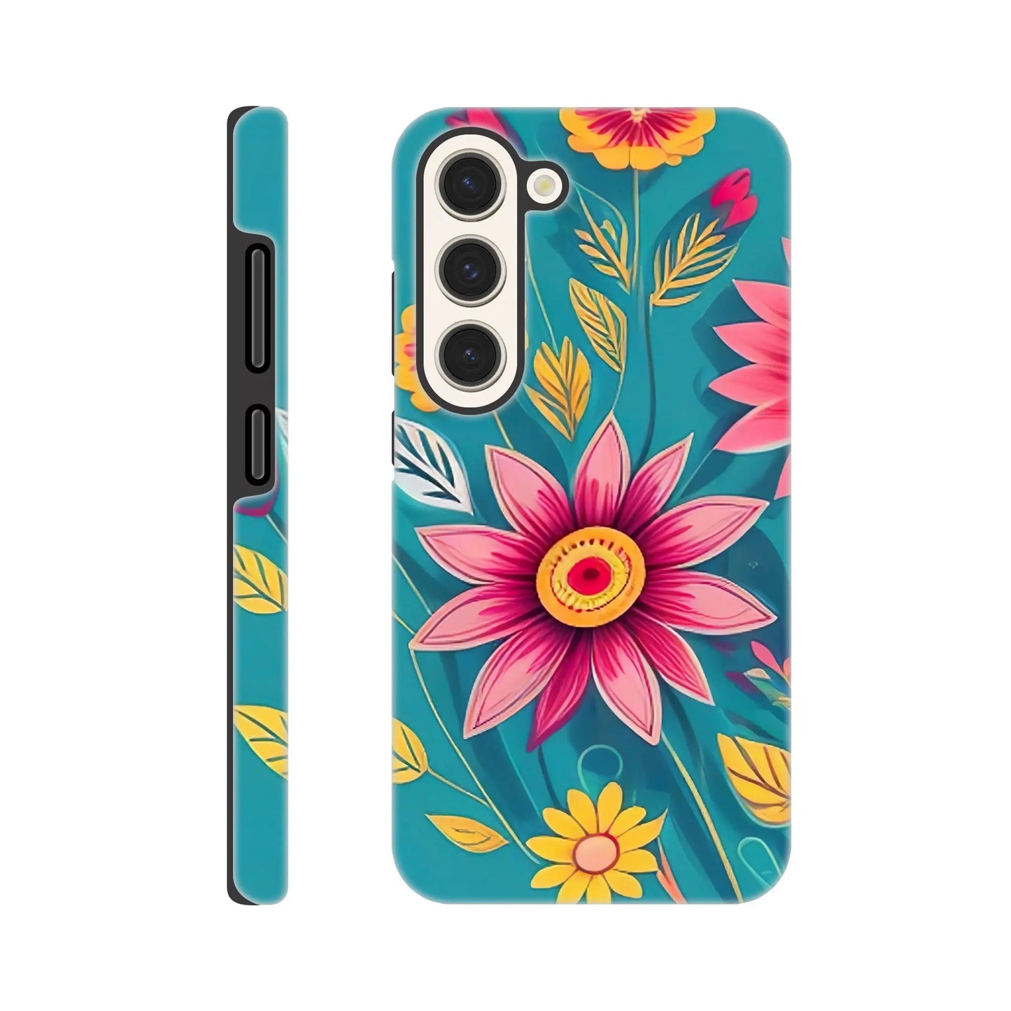 Smartphone-Hülle "Hart" - Blumen Vielfalt - Digitaler Stil, KI-Kunst, Pflanzen, Galaxy-S23 - RolConArt