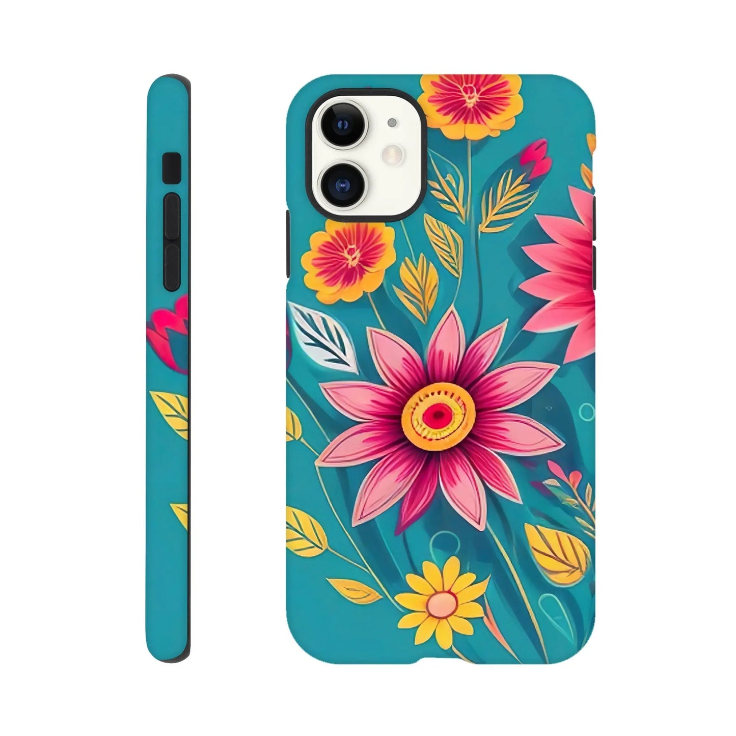 Smartphone-Hülle "Hart" - Blumen Vielfalt - Digitaler Stil, KI-Kunst, Pflanzen, iPhone-11 - RolConArt