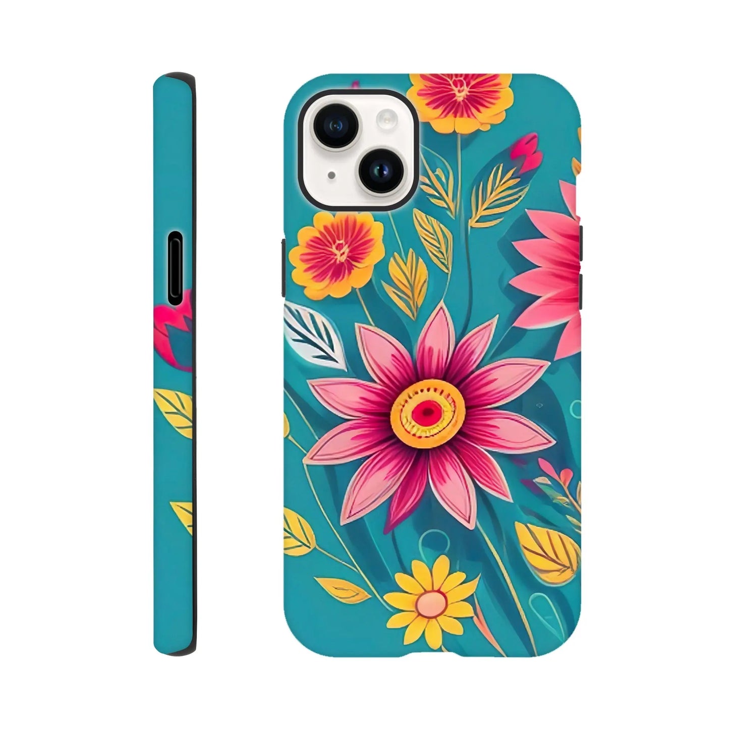 Smartphone-Hülle "Hart" - Blumen Vielfalt - Digitaler Stil, KI-Kunst, Pflanzen, iPhone-14-Plus - RolConArt