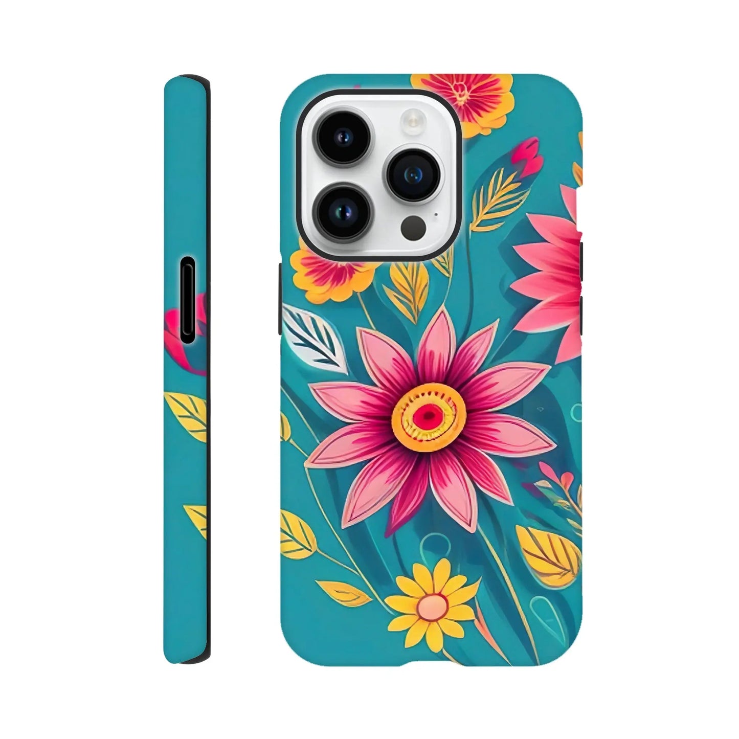 Smartphone-Hülle "Hart" - Blumen Vielfalt - Digitaler Stil, KI-Kunst, Pflanzen, iPhone-14-Pro - RolConArt