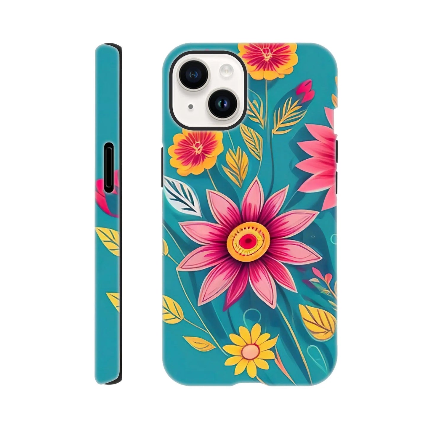 Smartphone-Hülle "Hart" - Blumen Vielfalt - Digitaler Stil, KI-Kunst, Pflanzen, iPhone-14 - RolConArt