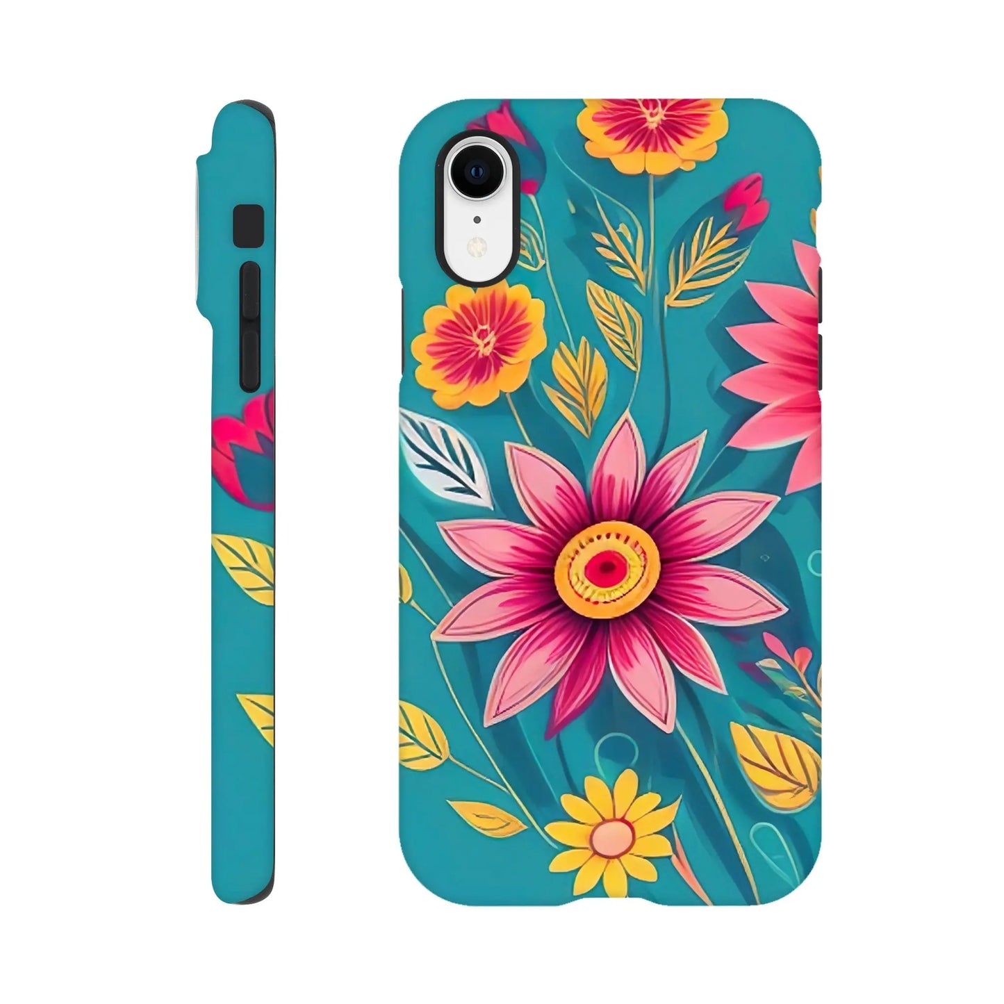 Smartphone-Hülle "Hart" - Blumen Vielfalt - Digitaler Stil, KI-Kunst, Pflanzen, iPhone-XR - RolConArt