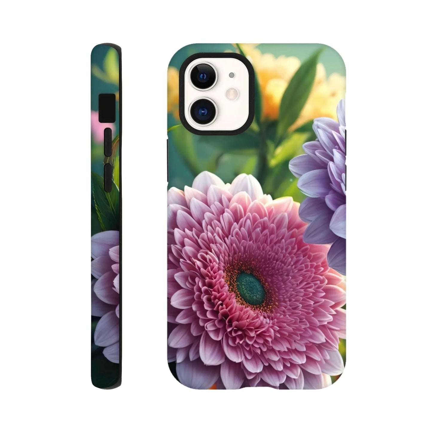 Smartphone-Hülle "Hart" - Blumen Vielfalt - Foto Stil, KI-Kunst, Pflanzen, iPhone-12-Mini - RolConArt
