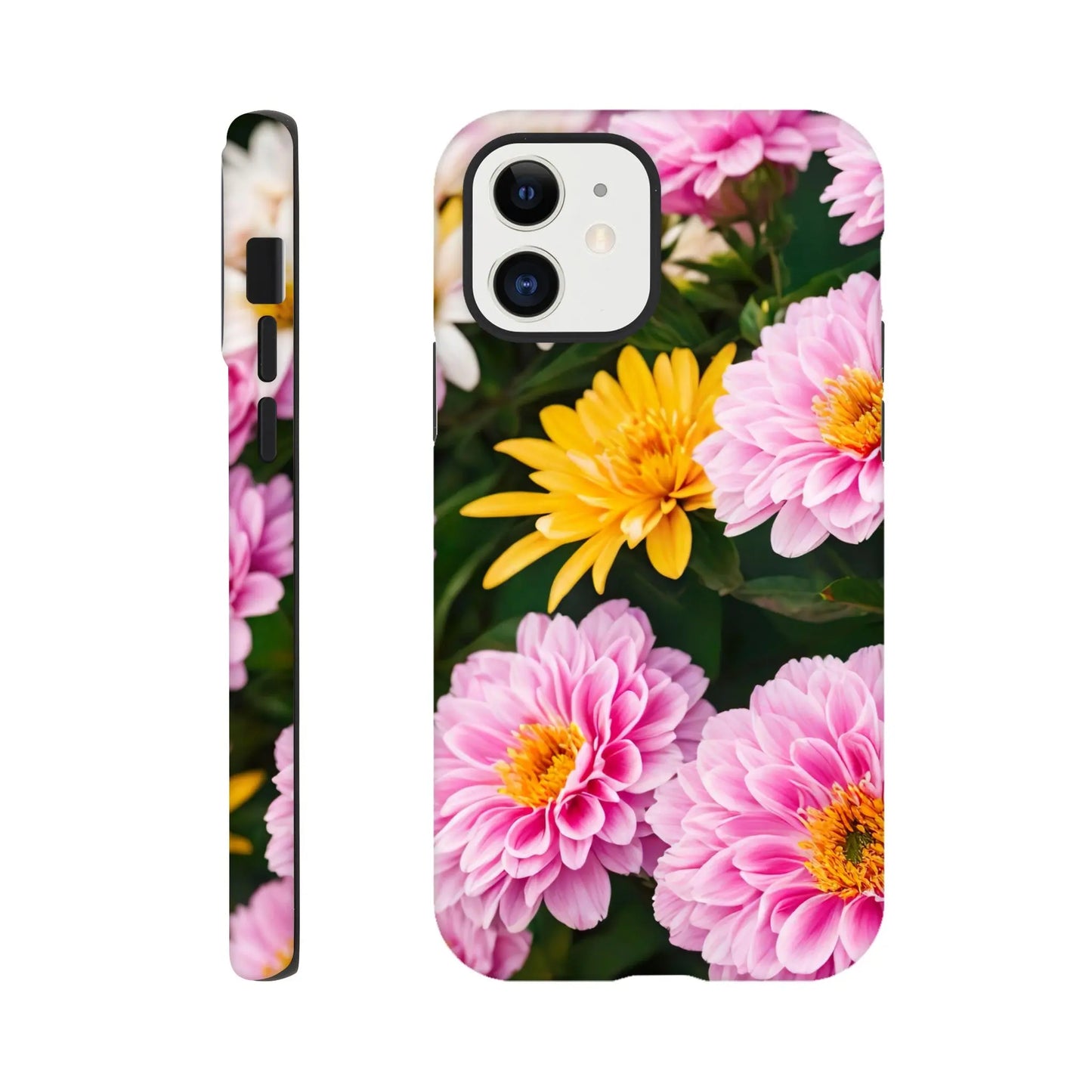 Smartphone-Hülle "Hart" - Blumen Vielfalt - Foto Stil, KI-Kunst, Pflanzen, iPhone-12 - RolConArt