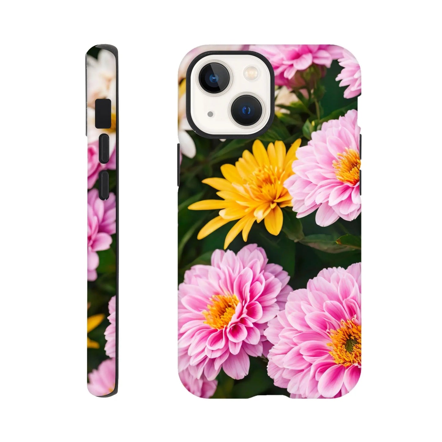 Smartphone-Hülle "Hart" - Blumen Vielfalt - Foto Stil, KI-Kunst, Pflanzen, iPhone-13-Mini - RolConArt