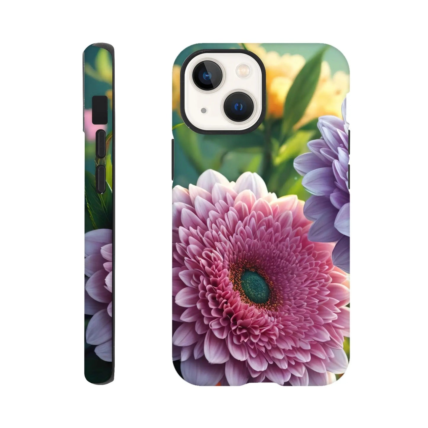 Smartphone-Hülle "Hart" - Blumen Vielfalt - Foto Stil, KI-Kunst, Pflanzen, iPhone-13-Mini - RolConArt