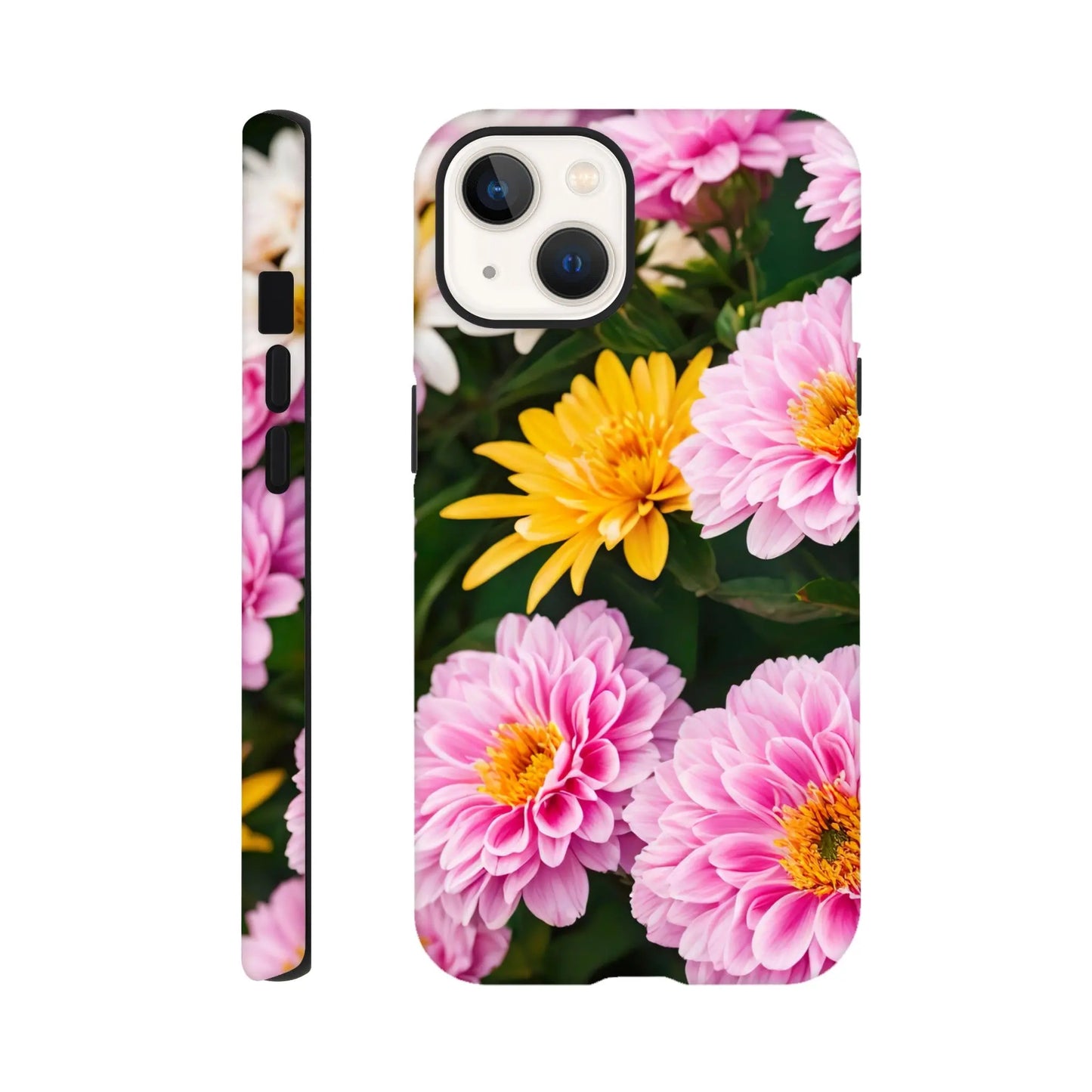 Smartphone-Hülle "Hart" - Blumen Vielfalt - Foto Stil, KI-Kunst, Pflanzen, iPhone-13 - RolConArt