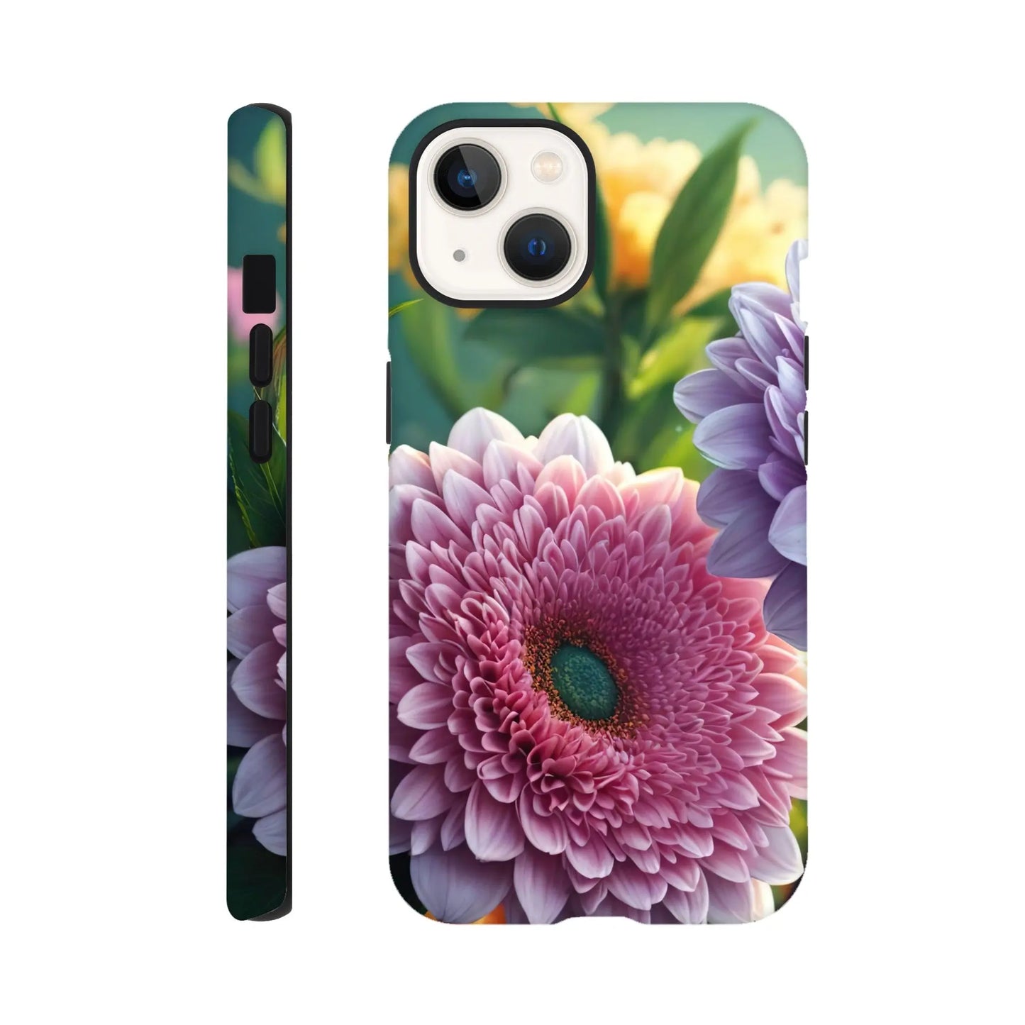 Smartphone-Hülle "Hart" - Blumen Vielfalt - Foto Stil, KI-Kunst, Pflanzen, iPhone-13 - RolConArt