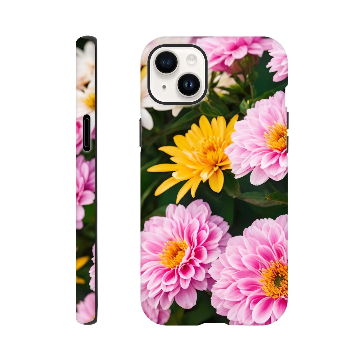 Smartphone-Hülle "Hart" - Blumen Vielfalt - Foto Stil, KI-Kunst, Pflanzen, iPhone-14-Plus - RolConArt