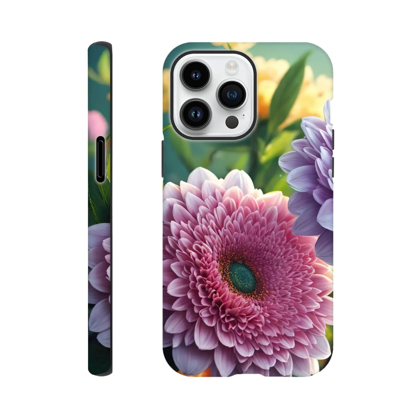 Smartphone-Hülle "Hart" - Blumen Vielfalt - Foto Stil, KI-Kunst, Pflanzen, iPhone-14-Pro-Max - RolConArt