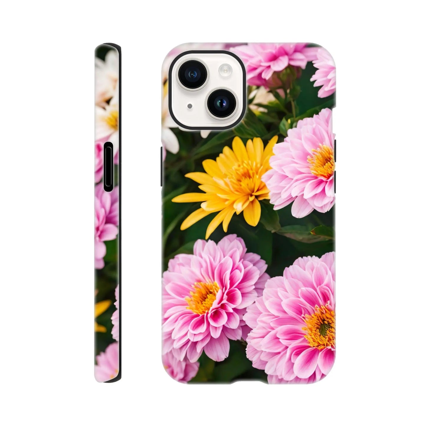 Smartphone-Hülle "Hart" - Blumen Vielfalt - Foto Stil, KI-Kunst, Pflanzen, iPhone-14 - RolConArt