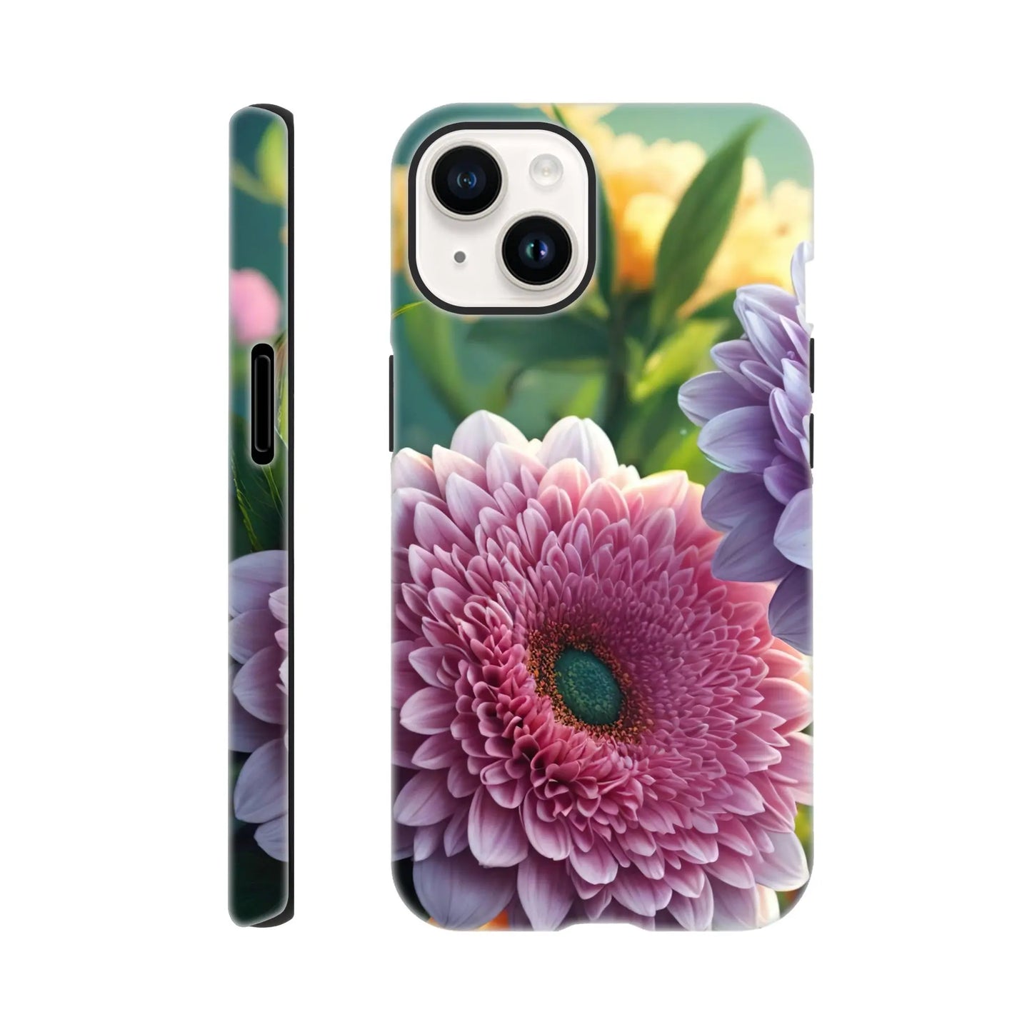 Smartphone-Hülle "Hart" - Blumen Vielfalt - Foto Stil, KI-Kunst, Pflanzen, iPhone-14 - RolConArt