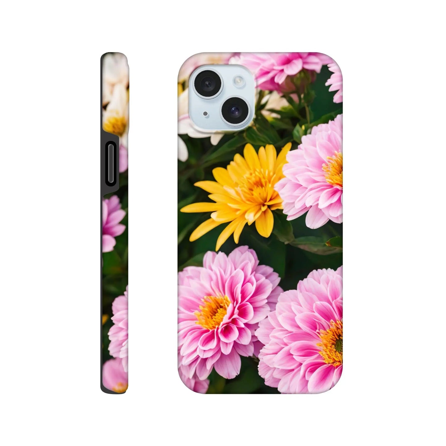 Smartphone-Hülle "Hart" - Blumen Vielfalt - Foto Stil, KI-Kunst, Pflanzen, iPhone-15-Plus - RolConArt