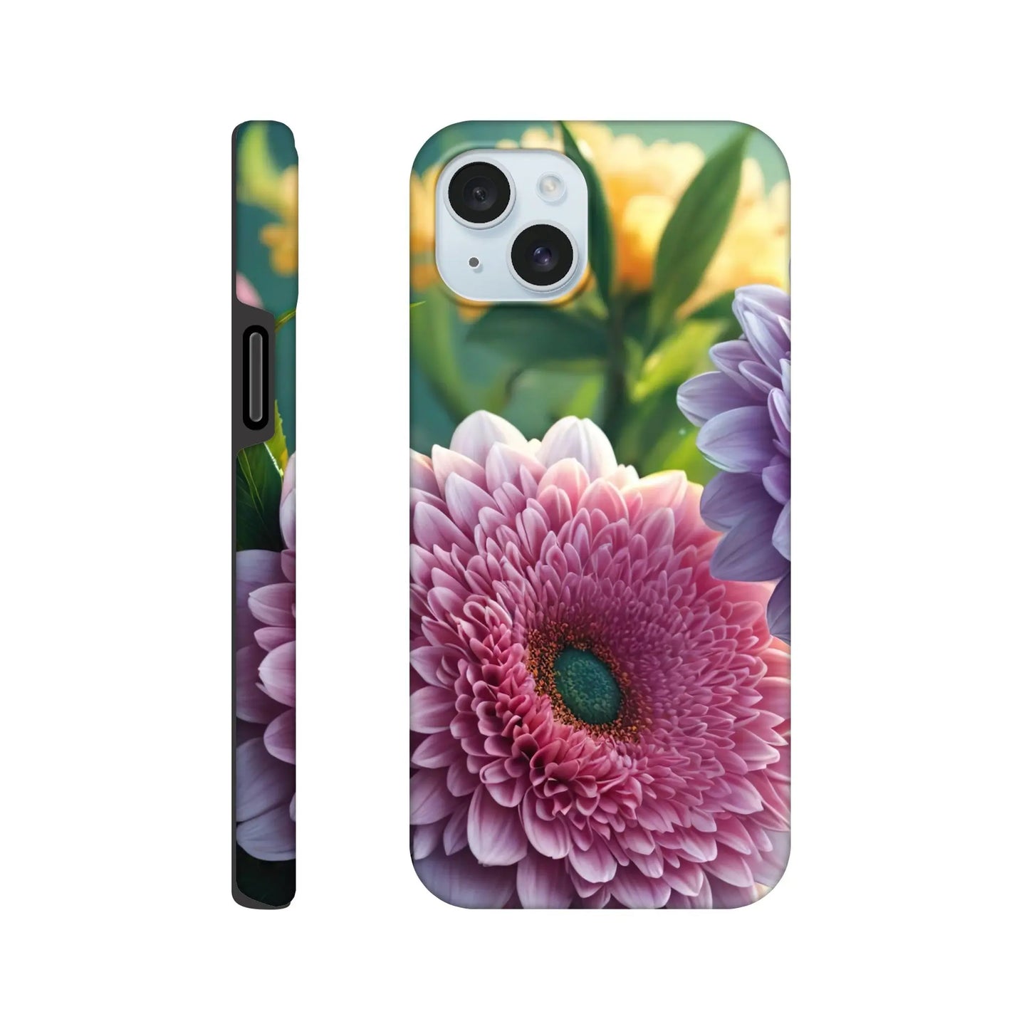 Smartphone-Hülle "Hart" - Blumen Vielfalt - Foto Stil, KI-Kunst, Pflanzen, iPhone-15-Plus - RolConArt