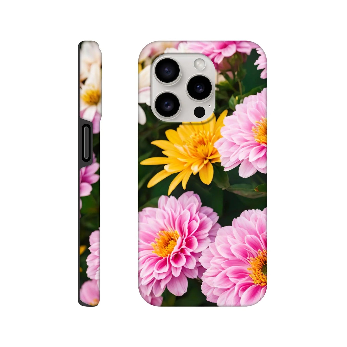 Smartphone-Hülle "Hart" - Blumen Vielfalt - Foto Stil, KI-Kunst, Pflanzen, iPhone-15-Pro - RolConArt