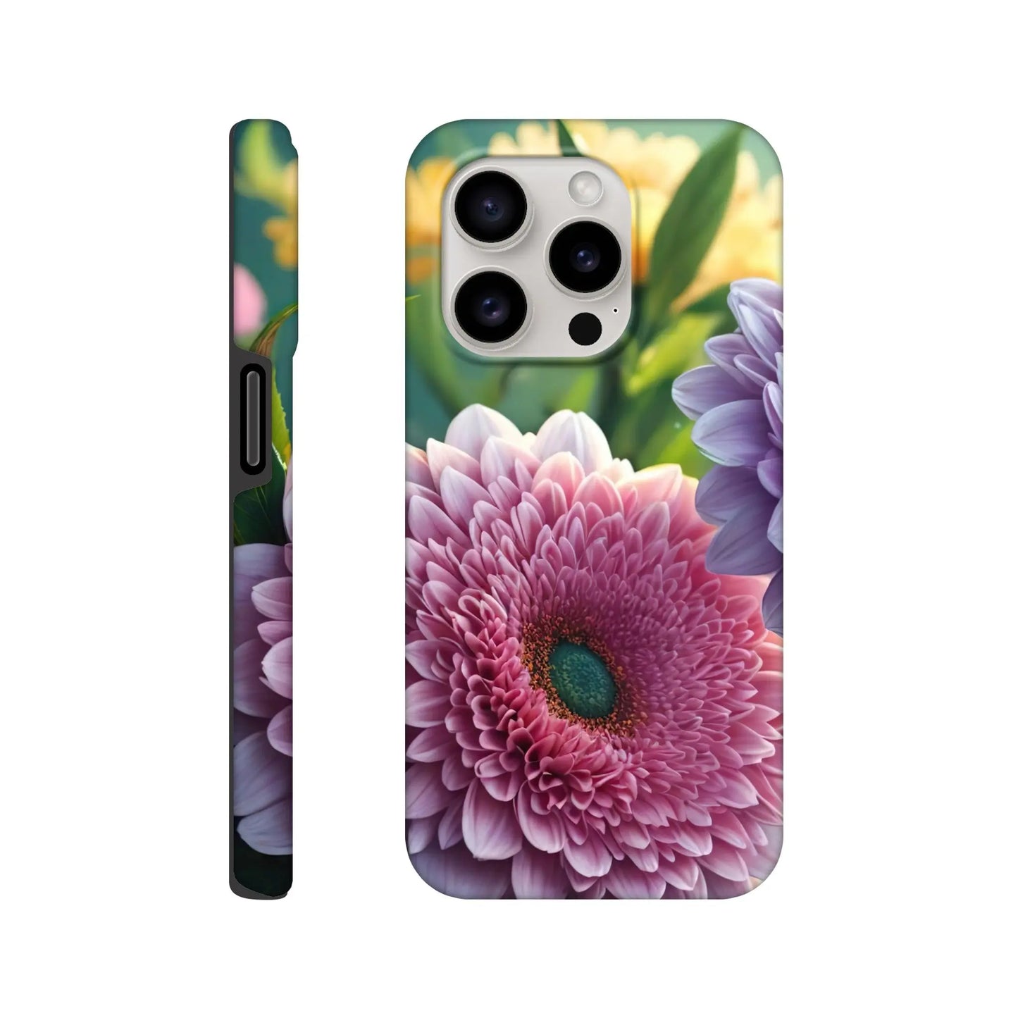 Smartphone-Hülle "Hart" - Blumen Vielfalt - Foto Stil, KI-Kunst, Pflanzen, iPhone-15-Pro - RolConArt