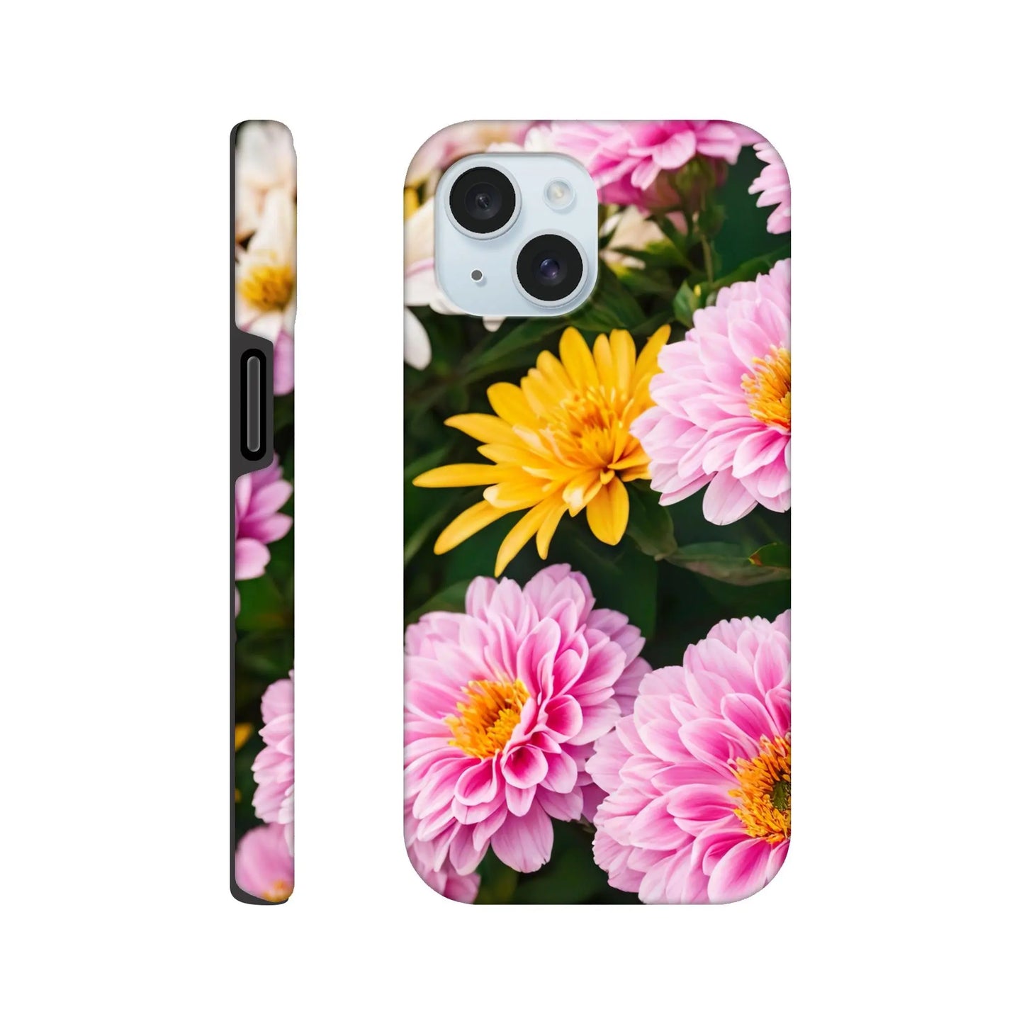 Smartphone-Hülle "Hart" - Blumen Vielfalt - Foto Stil, KI-Kunst, Pflanzen, iPhone-15 - RolConArt