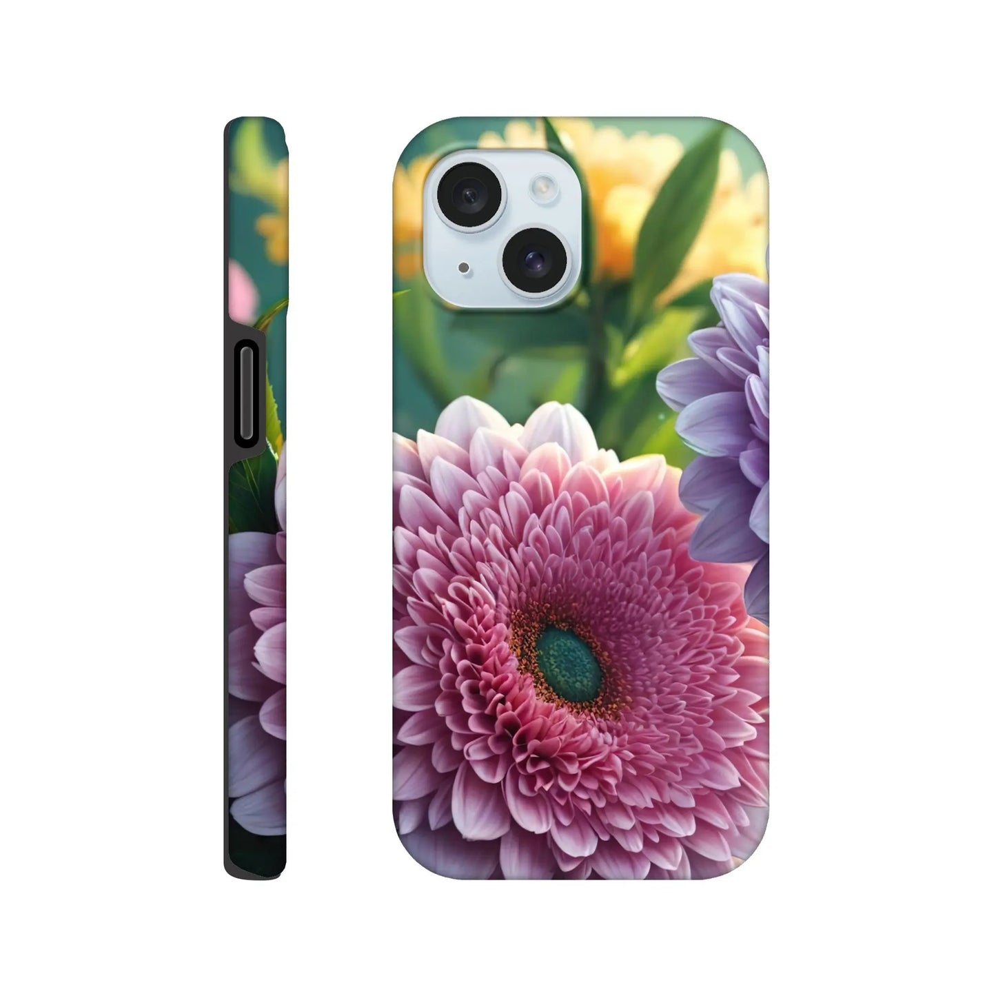 Smartphone-Hülle "Hart" - Blumen Vielfalt - Foto Stil, KI-Kunst, Pflanzen, iPhone-15 - RolConArt