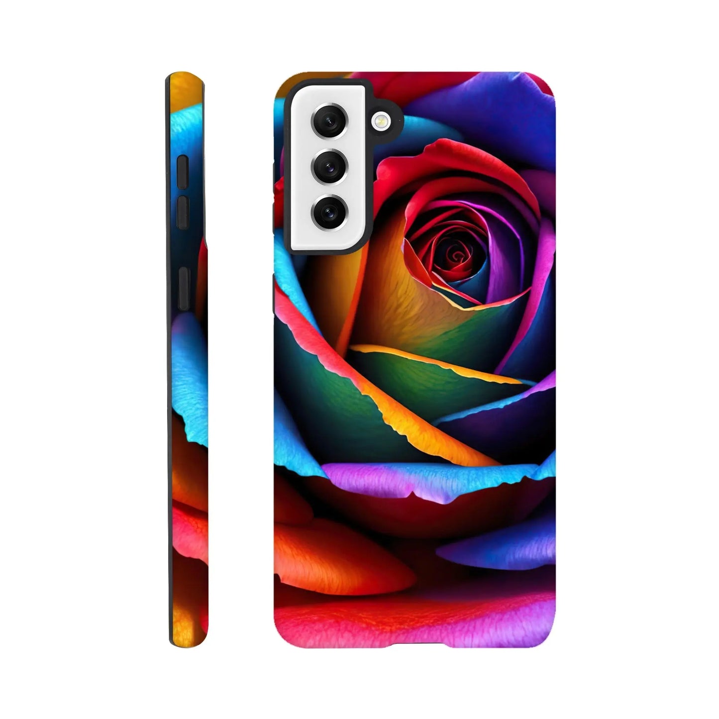 Smartphone-Hülle "Hart" - Bunte Rose - Foto Stil, KI-Kunst, Pflanzen, Galaxy-S21-Plus - RolConArt