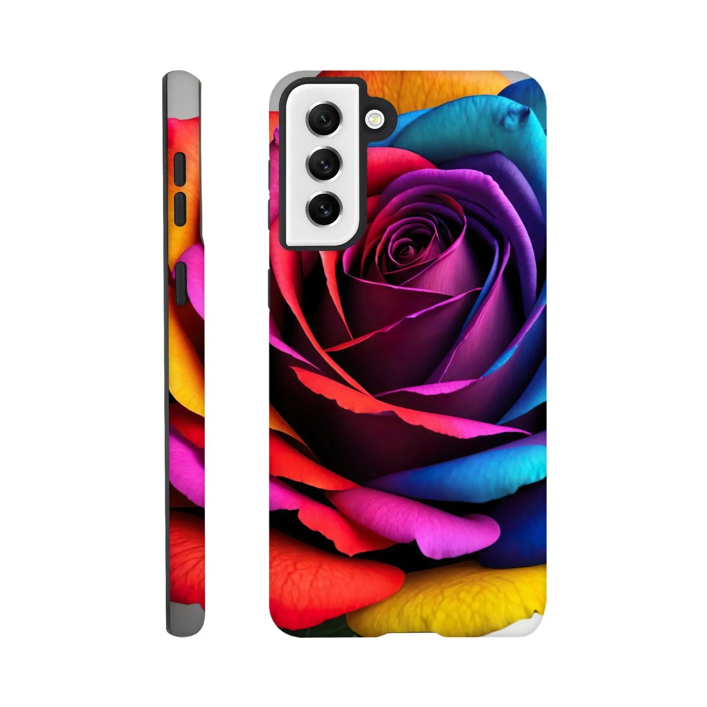 Smartphone-Hülle "Hart" - Bunte Rose - Foto Stil, KI-Kunst, Pflanzen, Galaxy-S21-Plus - RolConArt