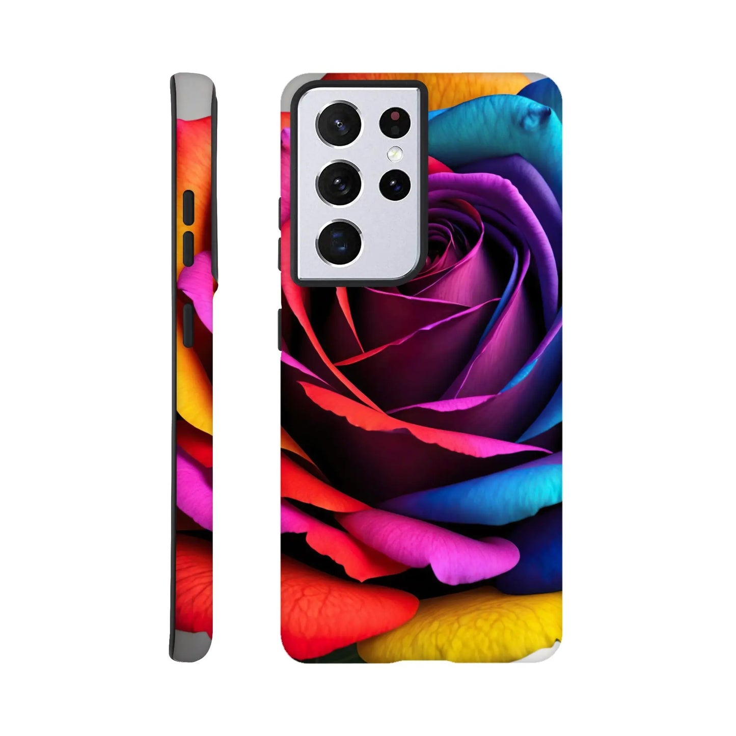 Smartphone-Hülle "Hart" - Bunte Rose - Foto Stil, KI-Kunst, Pflanzen, Galaxy-S21-Ultra - RolConArt