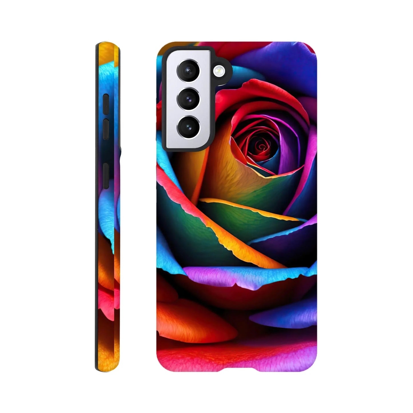 Smartphone-Hülle "Hart" - Bunte Rose - Foto Stil, KI-Kunst, Pflanzen, Galaxy-S21 - RolConArt