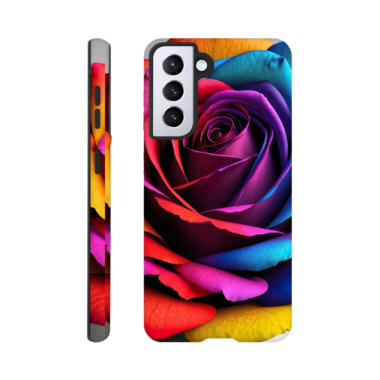 Smartphone-Hülle "Hart" - Bunte Rose - Foto Stil, KI-Kunst, Pflanzen, Galaxy-S21 - RolConArt