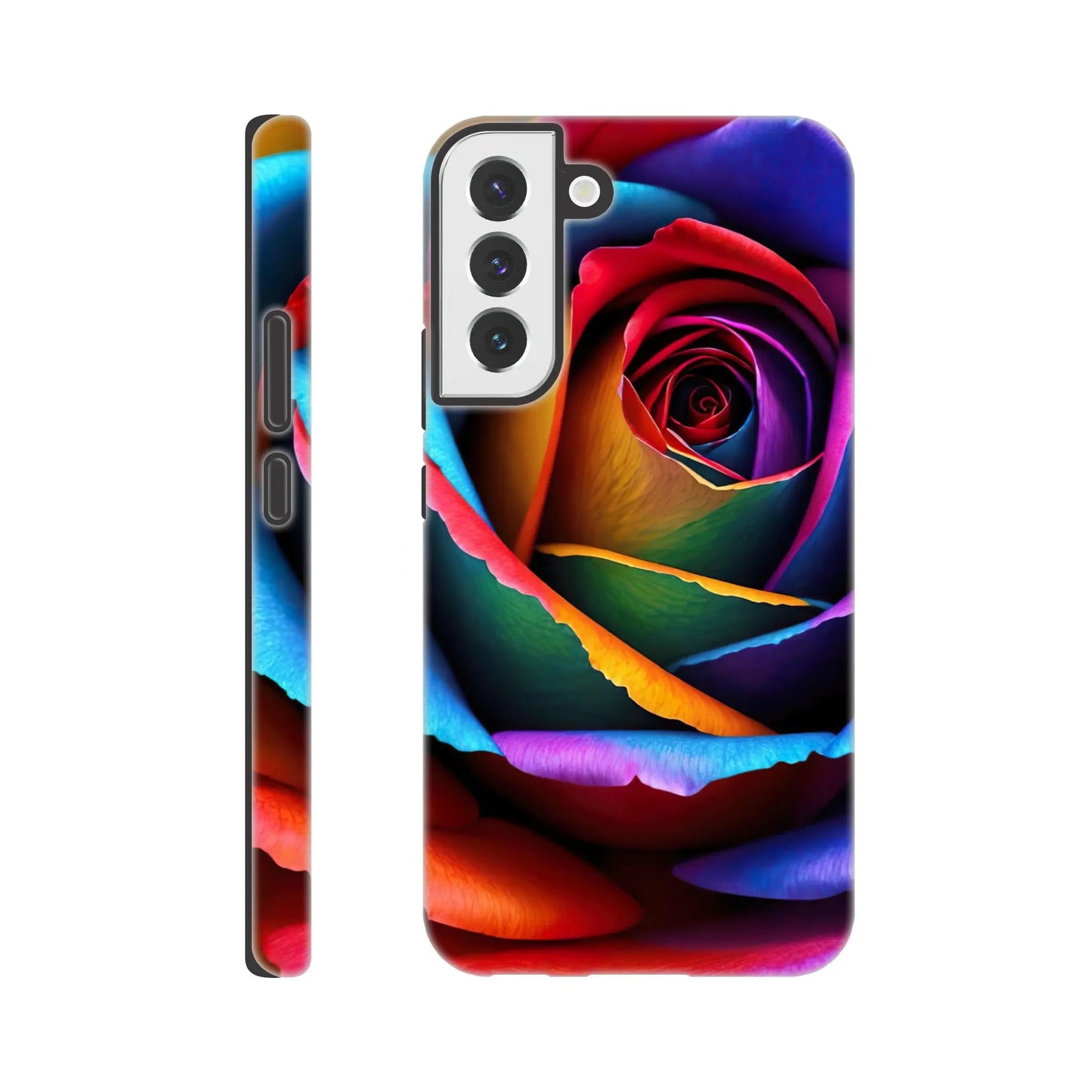 Smartphone-Hülle "Hart" - Bunte Rose - Foto Stil, KI-Kunst, Pflanzen, Galaxy-S22-Plus - RolConArt