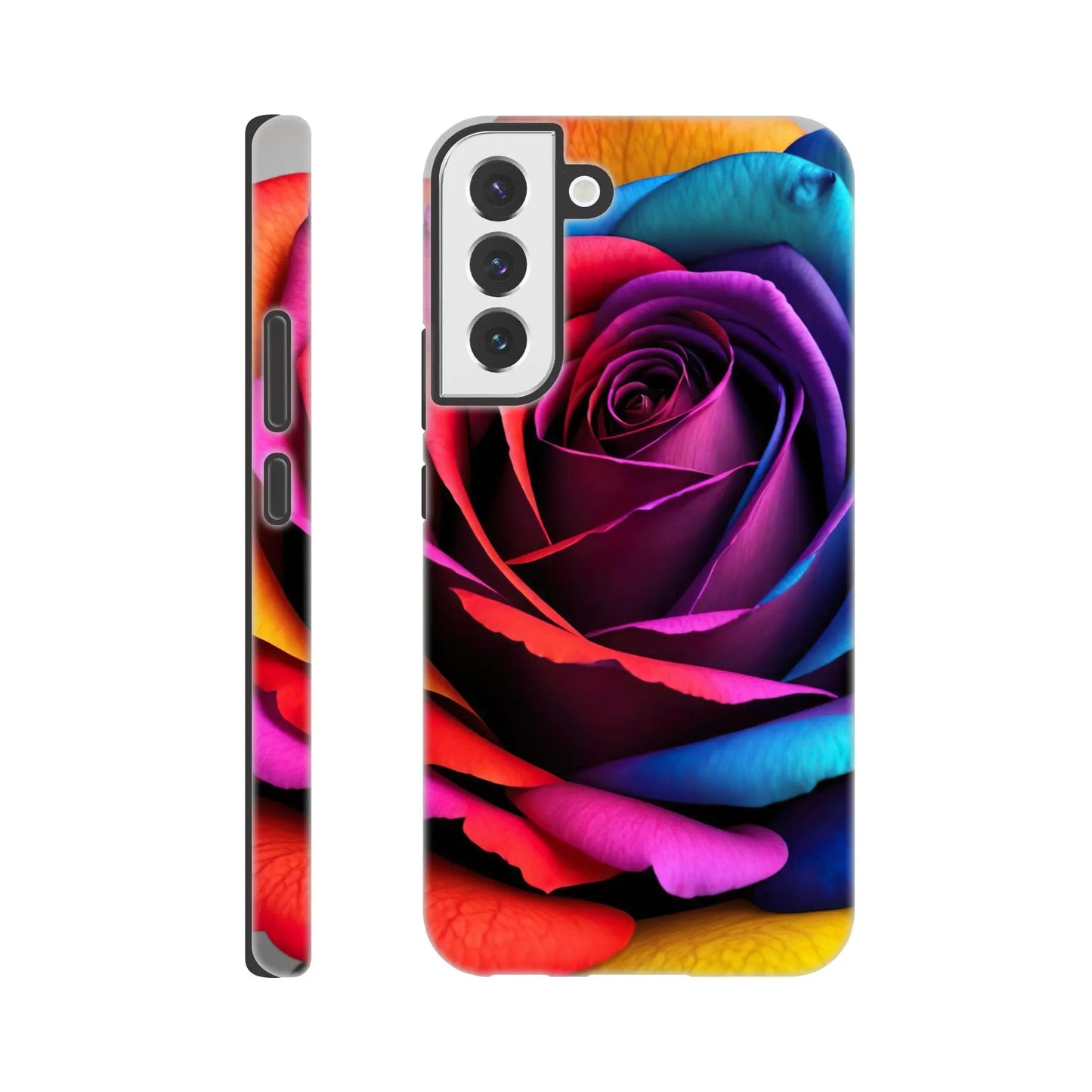 Smartphone-Hülle "Hart" - Bunte Rose - Foto Stil, KI-Kunst, Pflanzen, Galaxy-S22-Plus - RolConArt