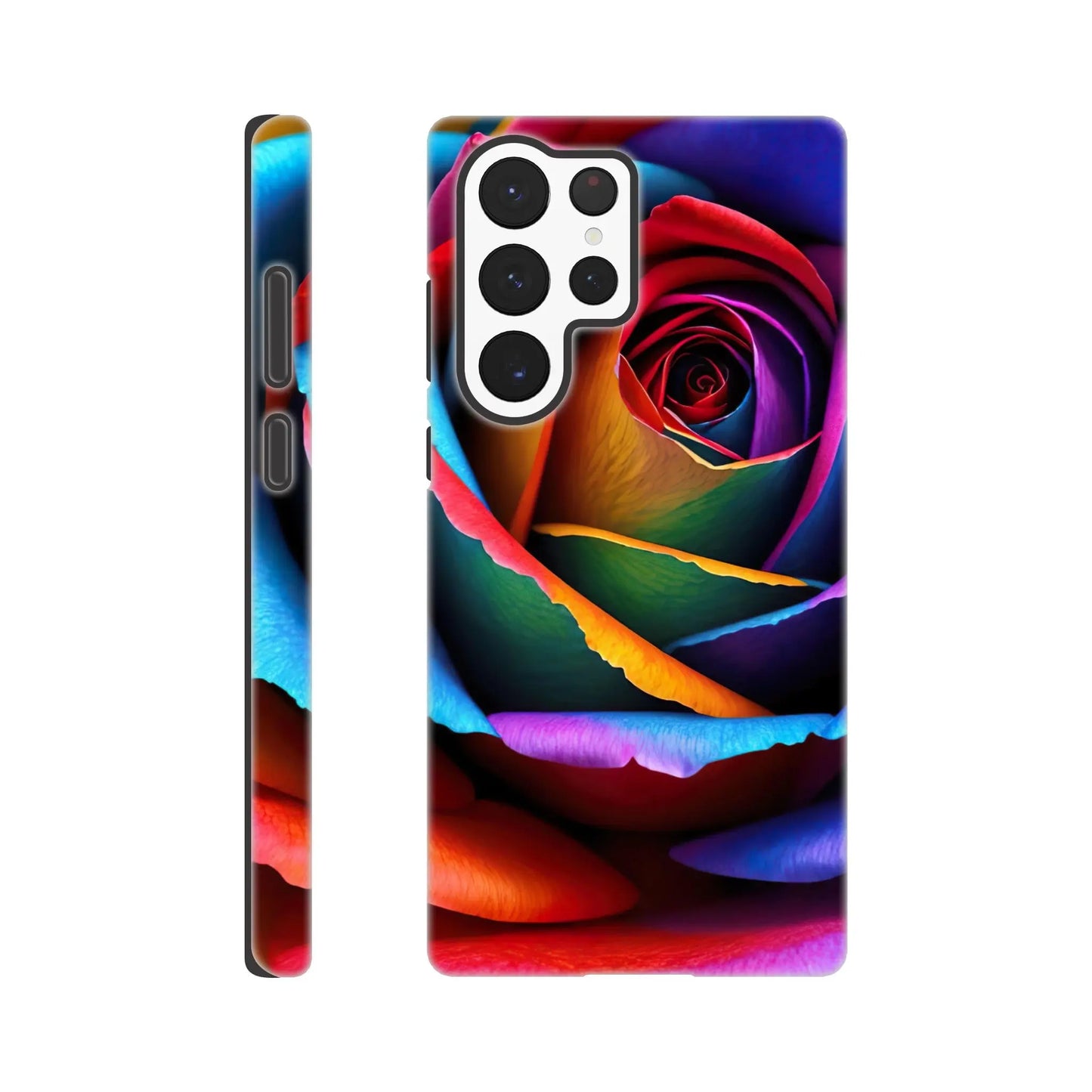 Smartphone-Hülle "Hart" - Bunte Rose - Foto Stil, KI-Kunst, Pflanzen, Galaxy-S22-Ultra - RolConArt