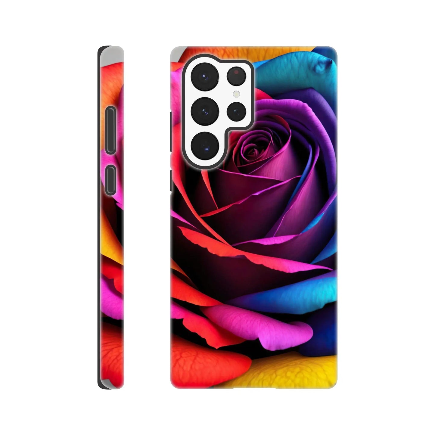 Smartphone-Hülle "Hart" - Bunte Rose - Foto Stil, KI-Kunst, Pflanzen, Galaxy-S22-Ultra - RolConArt