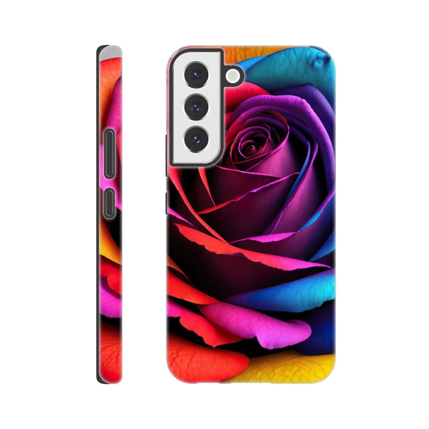 Smartphone-Hülle "Hart" - Bunte Rose - Foto Stil, KI-Kunst, Pflanzen, Galaxy-S22 - RolConArt