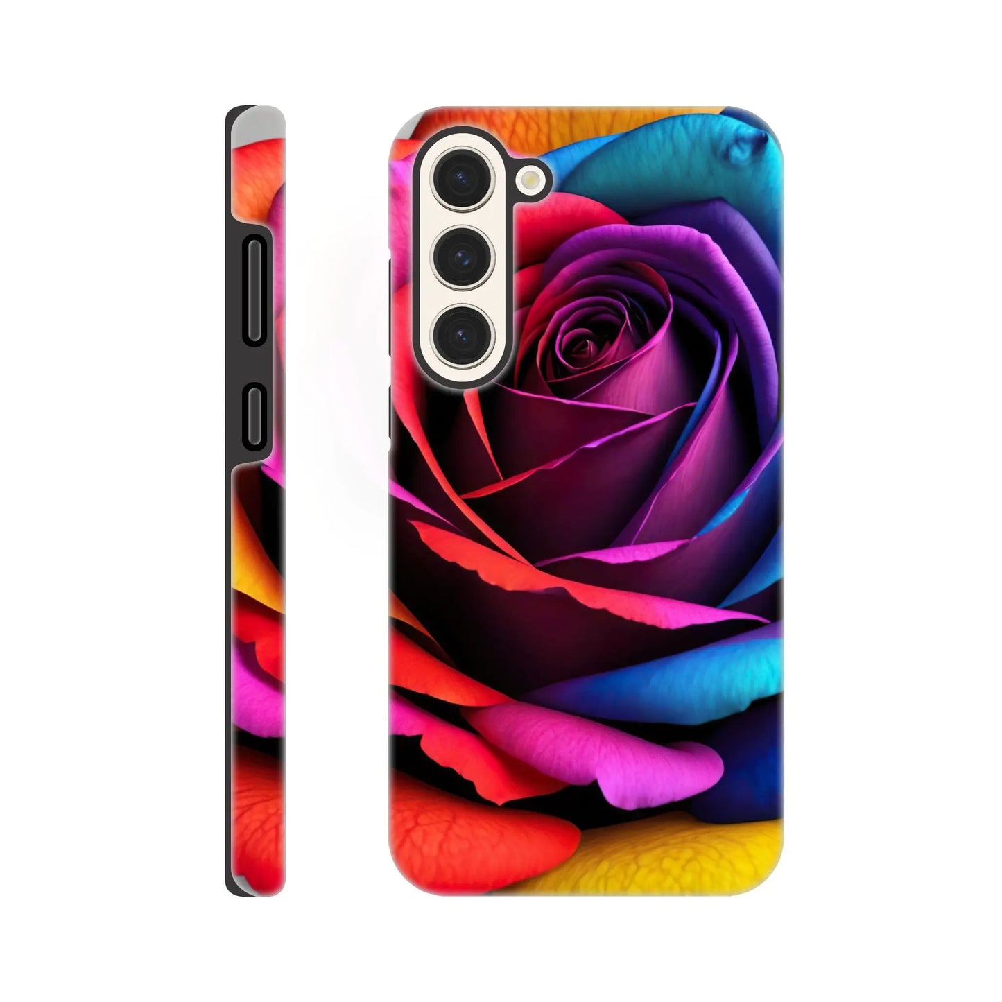 Smartphone-Hülle "Hart" - Bunte Rose - Foto Stil, KI-Kunst, Pflanzen, Galaxy-S23-Plus - RolConArt